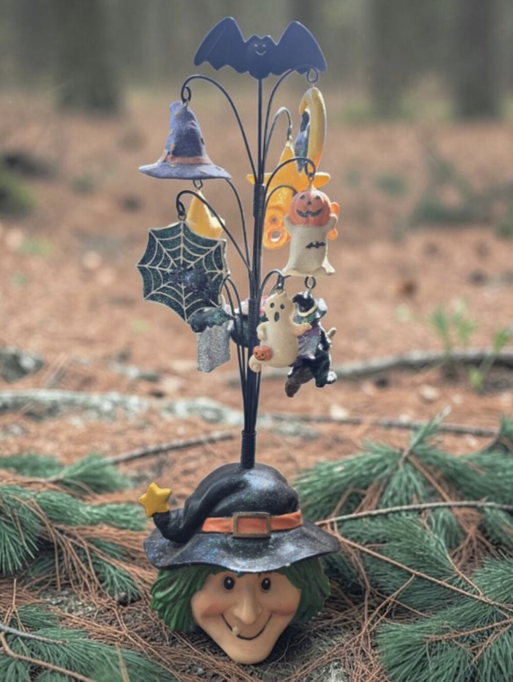 Vtg Halloween Witch Tree With Halloween Ornaments